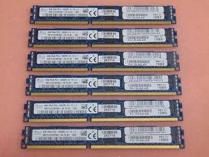 Lot (6) Hynix 8GB RAM HMT41GV7BFR8C 12800R-9-13-L1 DDR3 ECC 1600MHZ 100-542-406 - Picture 1 of 4