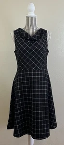 Banana Republic Black Plaid Size 6 Sleeveless Women's A-Line Dress 0055 - Picture 1 of 10