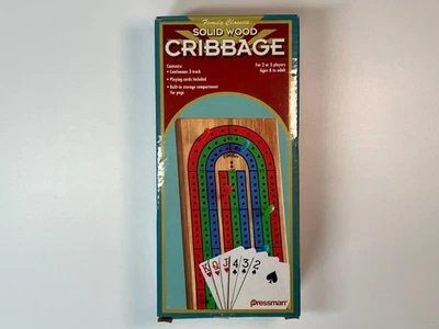 Cribbage Board Family Classics - Solid Wood Board /w Cards, Manual & Pieces - Image 1 of 4