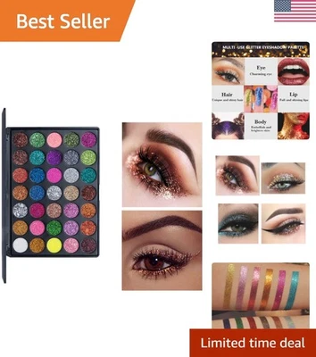 Versátil paleta de sombras de ojos con brillo de 35 colores - Perfecto para fiestas y festivales Foto 1 de 4