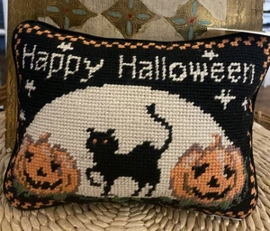 Peking Handarbeit Nadelkissen Halloween schwarze Katze Kürbis 8 "X 6,5" - Bild 1 von 15