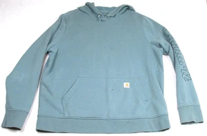 Carhartt Hoodie Mens XL Blue TS5996-W Pullover Sweatshirt Logo Sleeve Workwear - Picture 1 of 5