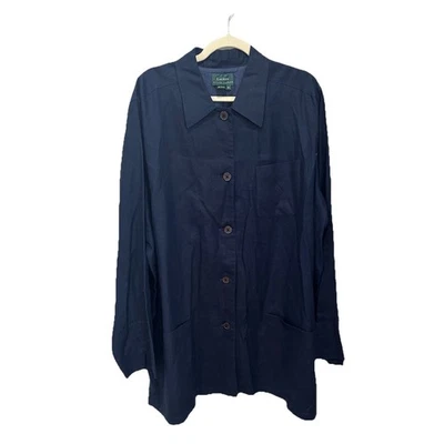 Vintage Lauren Ralph Lauren 100% Linen Safari Jacket Plus Size 3X Monogram Navy - Image 1 of 4