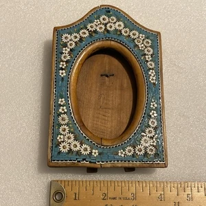 SCHÖNER VINTAGE ODER ANTIKER MIKROMOSAIK BILDERRAHMEN GLAS BLUMEN - Bild 1 von 23