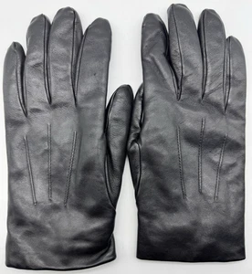 Vintage Alwyn Herren schwarz Leder Fell gefütterte Handschuhe mit Druckknopfverschluss Größe 8,5 gebraucht, in einwandfreiem Zustand - Bild 1 von 13