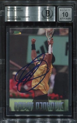 Tarjeta de novato promo as 2007 autografiada por Novak Djokovic radiocontrol Beckett 10 (bas) Foto 1 de 2