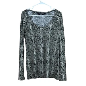 Norma Kamali Womens Tunic Top L Snake Print Pullover Stretch Long Sleeve EUC - Picture 1 of 5