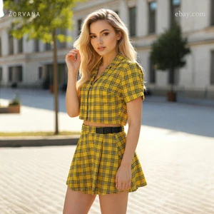 Modern Hero 90’s Yellow Plaid Schoolgirl Halloween Costume Teens | Size L 12-14 - Bild 1 von 11