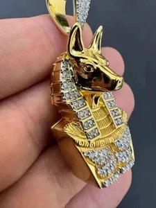 Herren Fuchs Anhänger 2,00Ct Rundschliff echter Moissnait 14K Gelbgold vergoldet Silber - Bild 1 von 6