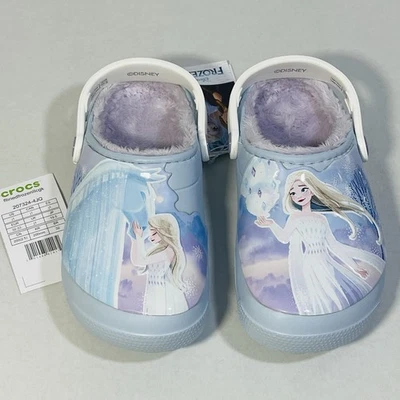 NUEVO Crocs Disney Zapatillas Frozen Forradas Zuecos Elsa Zapatos para Niñas/Niños Talla J1 Foto 1 de 4