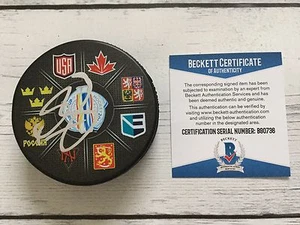 Filip Forsberg Signed 2016 World Cup of Hockey Puck Beckett BAS COA Predators a - Picture 1 of 4