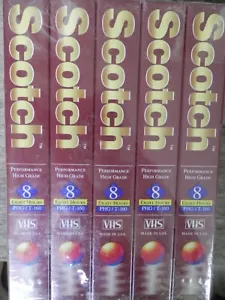 5er-Pack Scotch hochwertige T-160 leere VHS Videokassetten 8 Stunden neu versiegelt - Bild 1 von 3