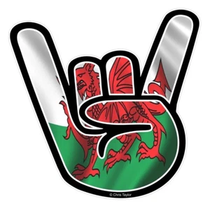 Rock On Hand Shaka Surf Design & Welsh Dragon Wales CYMRU Flag vinilo pegatina coche - Imagen 1 de 1