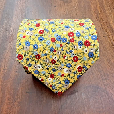 Corbata Lauren Ralph Lauren Floral Amarillo Verde Etiqueta Lujo Seda EE. UU. Boda Foto 1 de 4