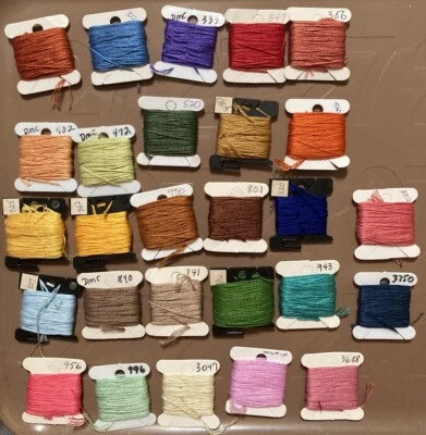 DMC Embroidery Floss Lot of 27 Labeled Cotton Thread on Cards Lot #45 - Image 1 of 4