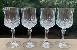 SET OF 4 Cristal d'Arques LONGCHAMP CLEAR 6-1/2" White Wine Glasses 5 Oz EUC - Picture 1 of 4