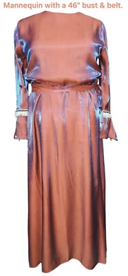 Bronze shiny modest maxi dress. 42" to 46" bust. Size 16 to 20 UK Brand New - Image 1 of 4