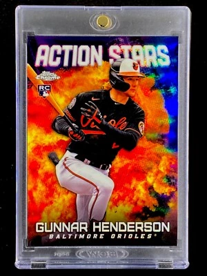 GUNNAR HENDERSON RARE FIRE ROOKIE REFRACTOR Topps Chrome 2022 Holo - ORIOLES - Image 1 of 4