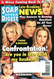 SOAP OPERA DIGEST September 2 1997 Jennifer Gareis Joshua Morrow Sharon Case - Picture 1 of 5