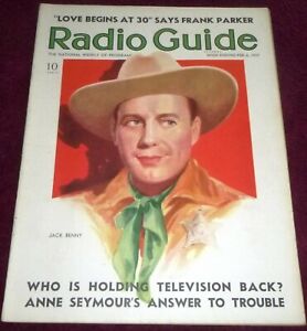 JACK BENNY COVER by C. Rubino Radio Guide 2-6-37  movies  Stoopnagle & Budd C.F.