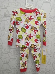 Nwt Christmas Unisex Boy or Girl The Grinch Dr. Seuss 2pc pajama set 100% cotton - Picture 1 of 4
