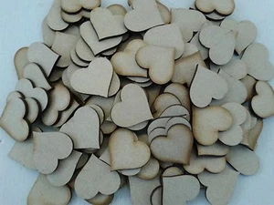 Laser Cut 3mm MDF Wooden Craft Heart Shapes Pack of 100 with or without holes - Picture 1 of 1