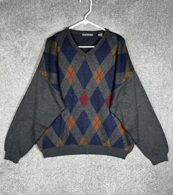 Suéter Pullover Consensus Mezcla Lana Merino Argyle Cuello en V Para Hombres XL Otoño Italia Foto 1 de 4