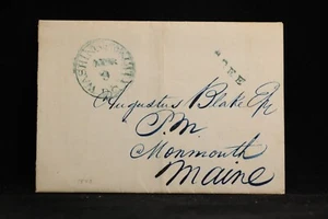 DC: Washington 1840 Post Office Stampless Cover, Green CDS, Gardner Signed - Picture 1 of 3