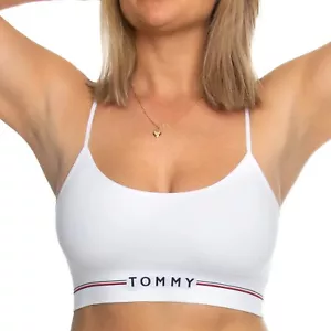 Tommy Hilfiger Bralette Bra Size UK XL Seamless Unlined Soft Cup Lounge - White - Picture 1 of 3