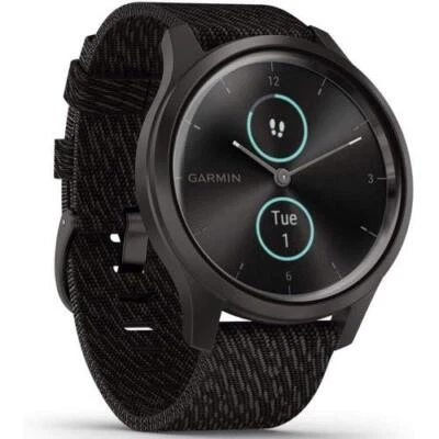 Garmin Vivomove Style Sports GPS Watch Nylon Black Pepper Graphite - Image 1 of 4