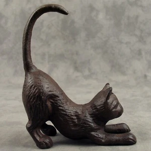 PLAYFUL CAT Cast Iron RING HOLDER STATUE - Picture 1 of 6