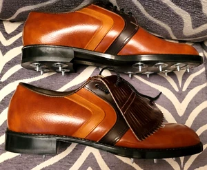 Vintage Endicott Johnson Golfschuhe Herren braun Leder Größe 9,5 BRANDNEU im Karton - Bild 1 von 17