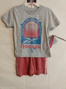 Reebok Toddler Girls Short Set 2T Pink Gray Blue NWT MSRP $34 - Picture 1 of 8
