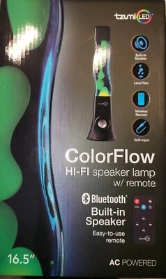 TZUMI AURALED COLORFLOW LAVA LAMP NIGHT LIGHT WITH BLUETOOTH SPEAKER REMOTE - Image 1 of 4