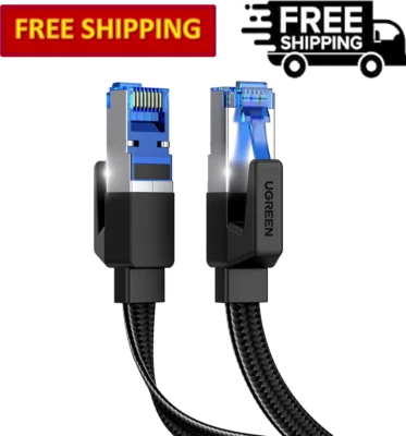 UGREEN Cat 8 Ethernet Cable Flat Braided High Speed 40Gbps 2000Mhz, 1.5 - 15 Ft - Image 1 of 4