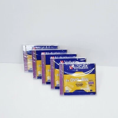 Verbatim America 94520 5 Pack DVD Rewritable Media DVDRW 4X 470G New Sealed - Image 1 of 4