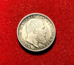Wurttemberg 1906 F 2 Mark AU Silver Coin KM#631 T3009a - Picture 1 of 2