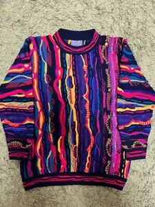 COOGI Pullover 3D Strick 100% Wolle US S Mehrfarbig Vintage Körperbreite 52cm - Bild 1 von 4