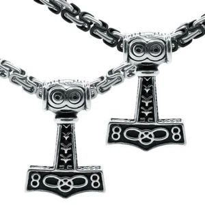 Thorshammer Anhänger Königskette Hammer Thor Edelstahl Mjölnir Mjöllnir Edda - Bild 1 von 3