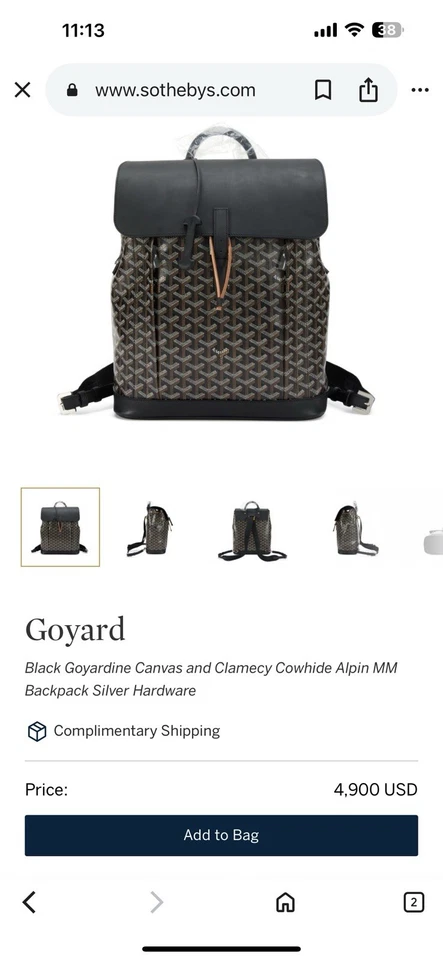 Mochila de viaje de lujo Goyard Alpin mm negra/marrón usada una vez. Casi nuevo Foto 1 de 4