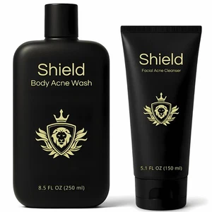 Shield Acne Wash Bundle for Men & Boys - Deep Clean Gel Face & Body Cleanser 13. - Picture 1 of 6