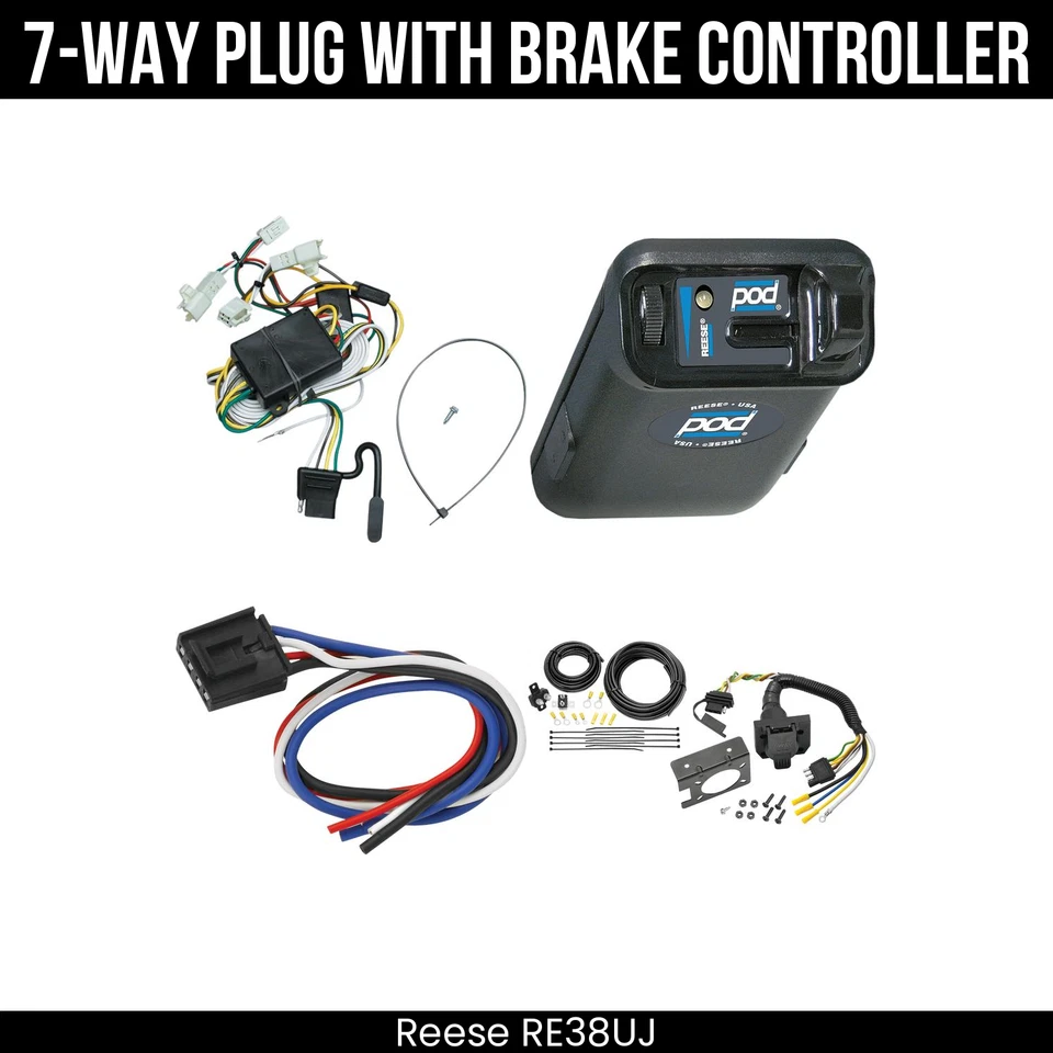 Arnés de cableado de remolque de 7 vías para autocaravana Reese + control de freno para Toyota 4Runner 96-02 Foto 1 de 4