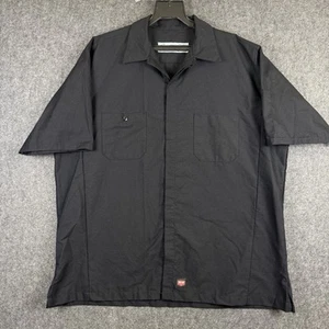 Red Kap Button Up Work Shirt Mens XL Short Sleeve Black Pockets Mechanic - Picture 1 of 12
