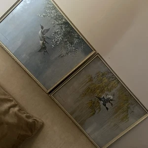Pair of beautiful Vintage Framed Vernon Ward Duck Bird Blossom Prints 17x13” - Picture 1 of 13