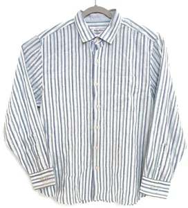 Tommy Bahama Shirt Mens Medium Blue Linen Blend Long Sleeve Striped Button Down - Picture 1 of 7