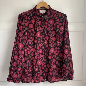 Seasalt Larissa Floral Shirt Top Womens 18 Black PinkBlouse Organic Cotton - Picture 1 of 9