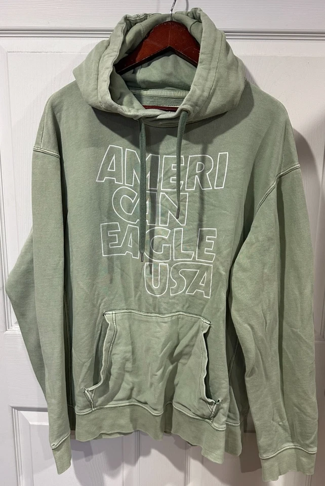 Sudadera con capucha verde American Eagle para hombre talla X-grande con bolsillos 304 Foto 1 de 4