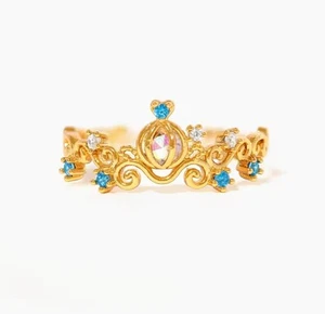 Princess Cinderella Carriage Adjustable Ring Gold Colour - Picture 1 of 1