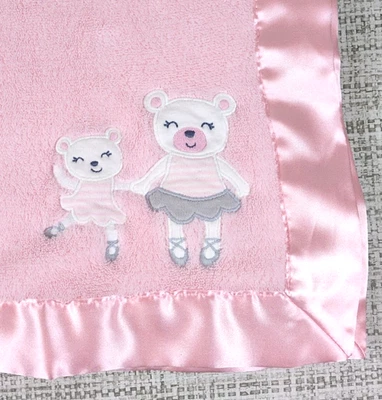 Manta de bebé Carters ribete satinado rosa bailarina osos de ballet seguridad Lovey 28x29 Foto 1 de 4