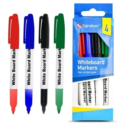 Whiteboard Drywipe Flip Chart Marker Pens Bullet Tip Dry Wipe 4 Assorted Colours - Image 1 of 4